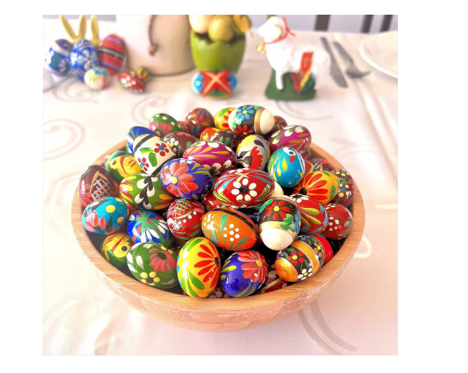 Pysanky (Pisanki) Polish Handpainted Wooden Easter Eggs - Bakers Dozen 13 Eggs