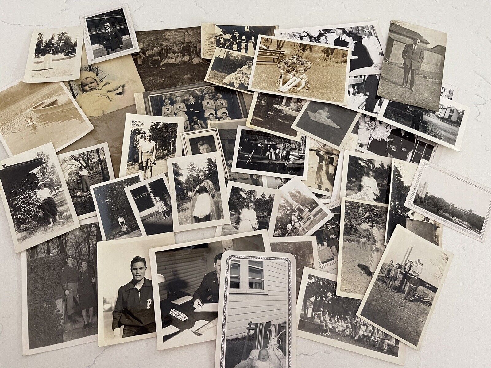 Lot of 70 Random Old Photographs Mostly B&W Vintage Snapshots Pictures