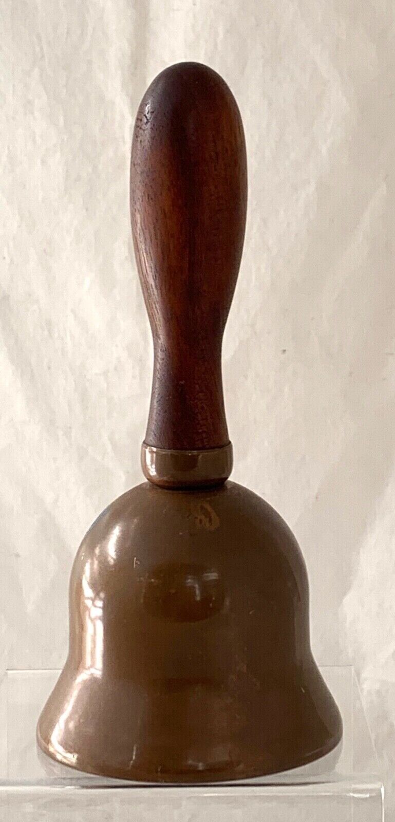 Antique Hand Held School Bell Copper with Wood Handle 7” Tall: Table Bell Ringer