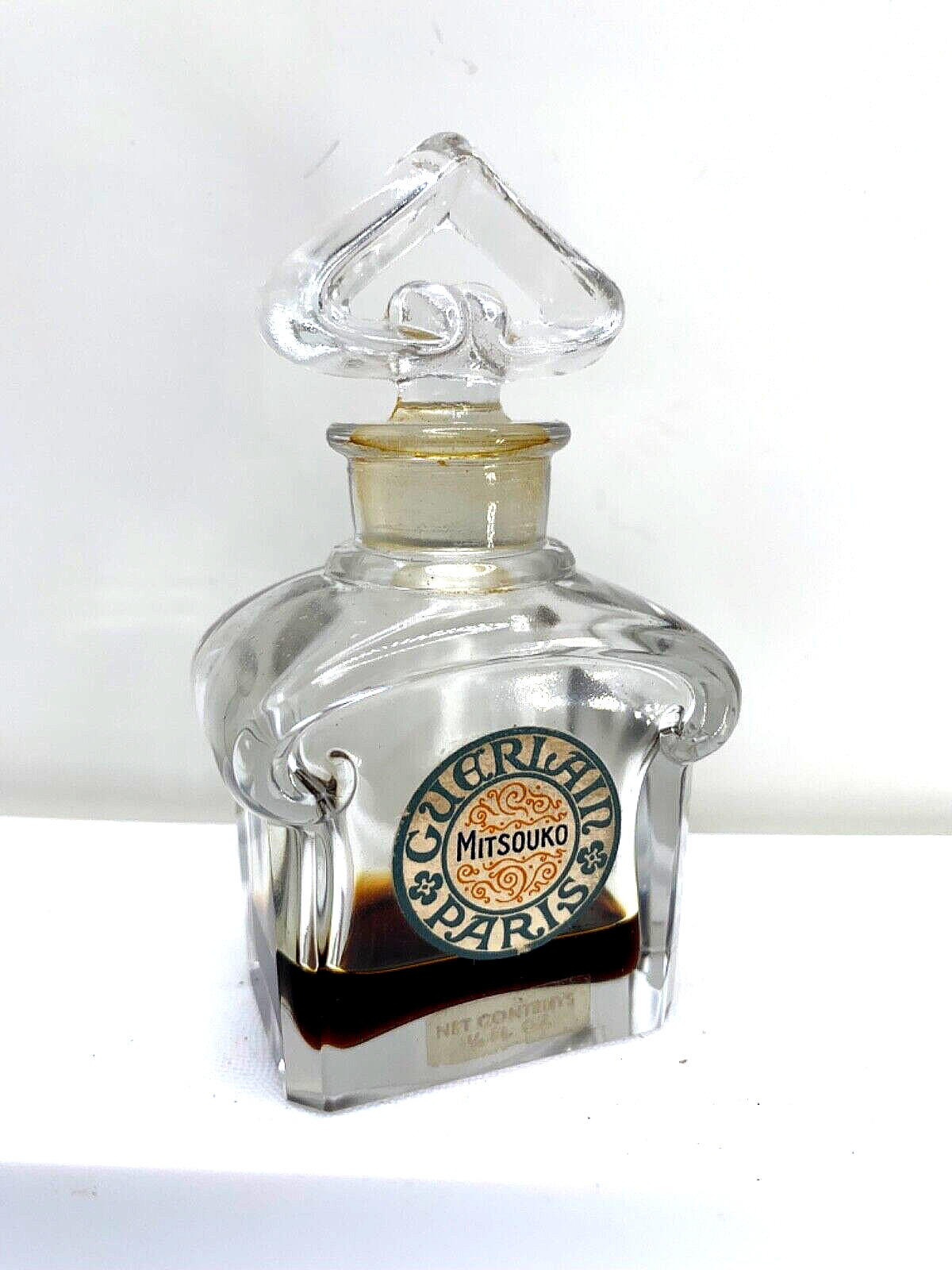 Crystal  Fine vintage perfume bottle.  Mitsouko by Guerlain.  c. 1950s.