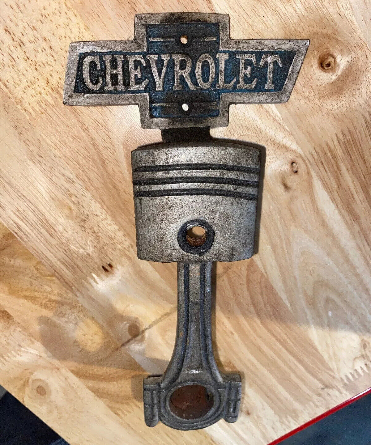 Chevrolet Chevy Door Handle Collector Solid Metal Patina Finish Sinclair Exxon