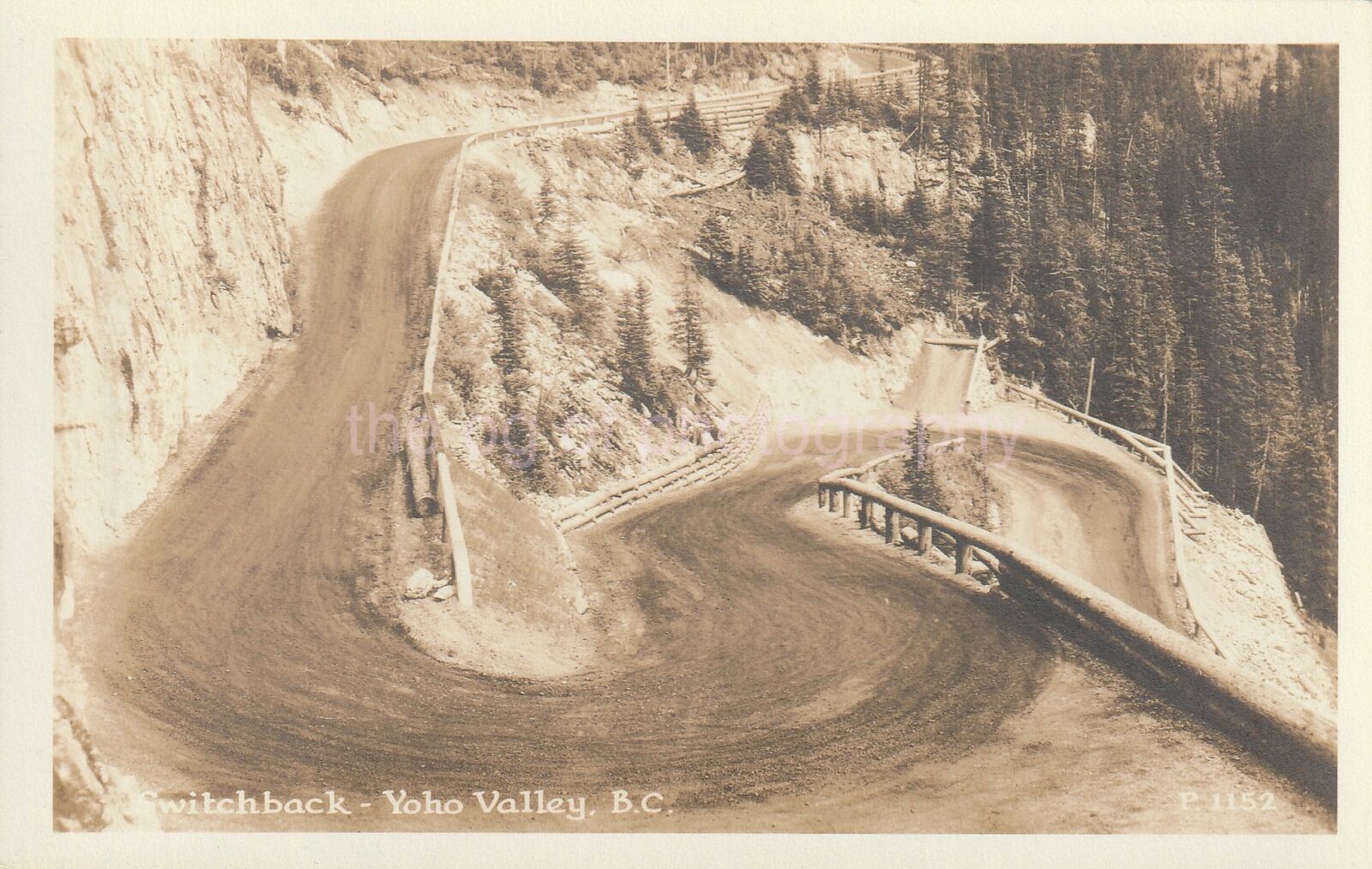 SWITCHBACK Yoho Valley B.C. CANADA Vintage POSTCARD Real Photo RPPC bw 96 25 T