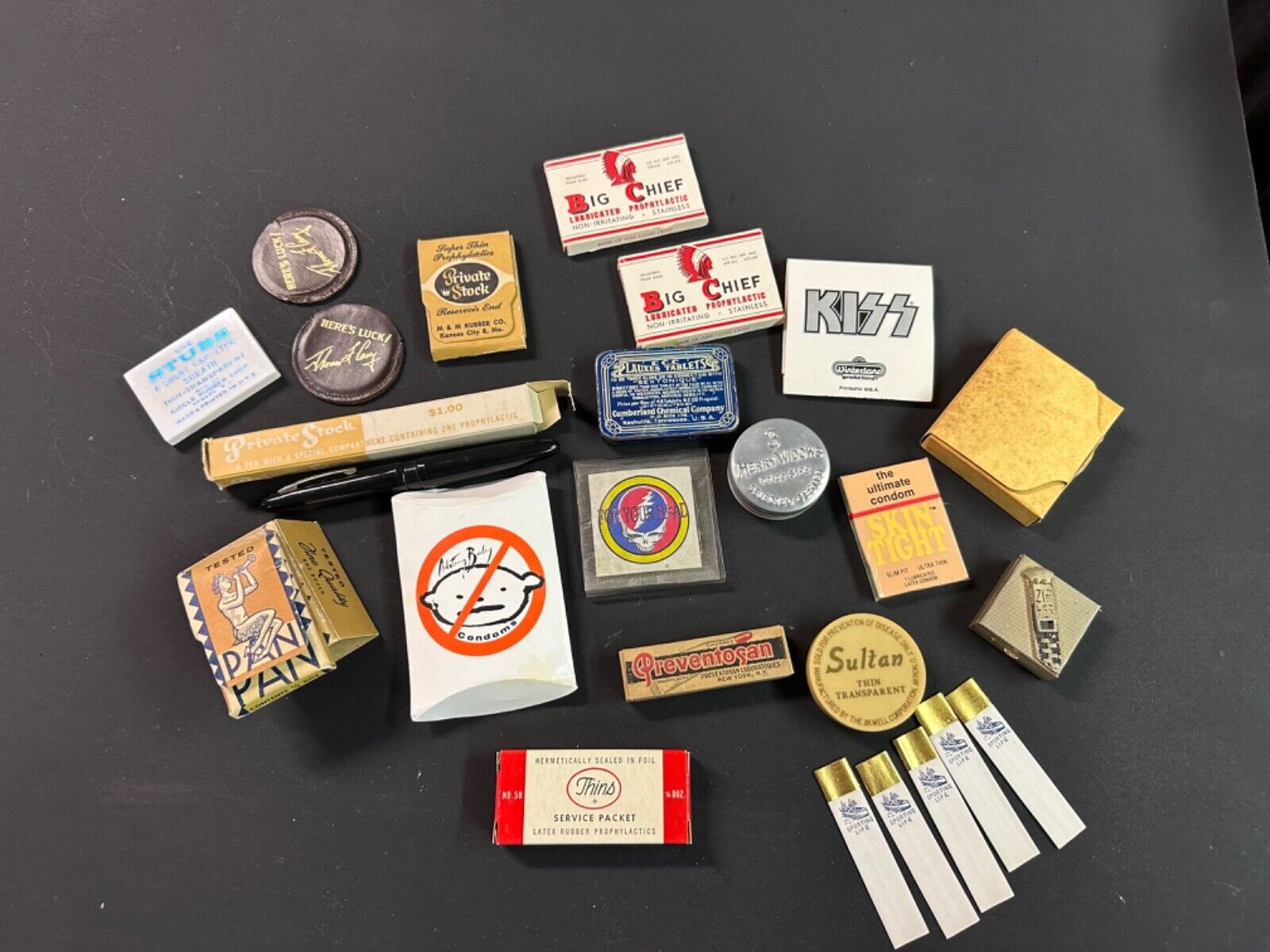 antique condom tin prophylactic interesting vintage lot