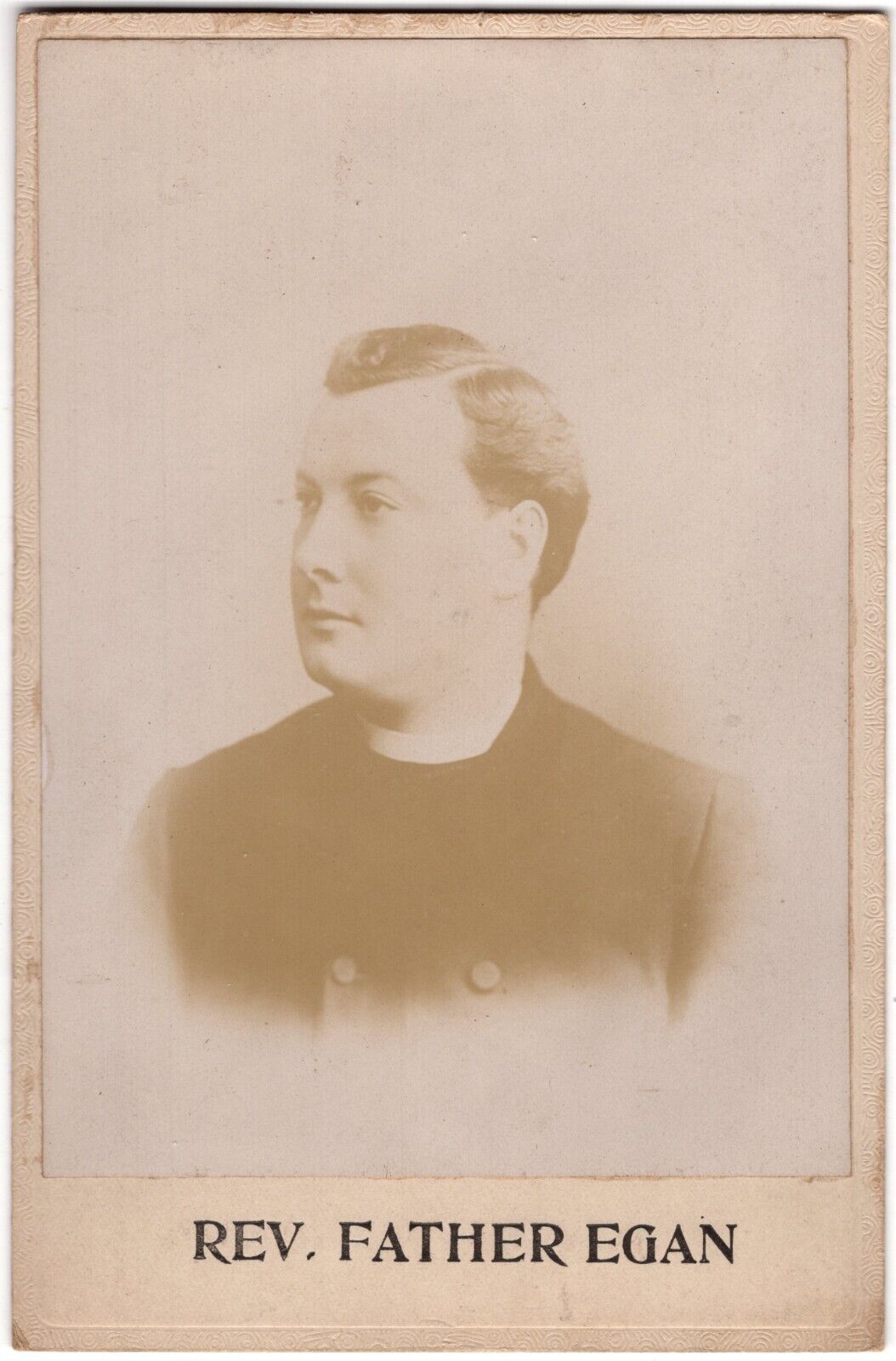 CIRCA 1890s CABINET CARD REVERAND FATHER EGAN CATHOLIC PREIST UNMARKED