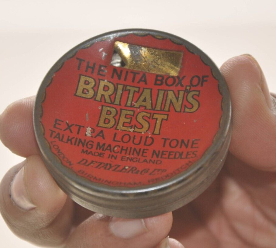 Vintage \'Britain\'s Best\' Gramophone Needles Litho Tin Box With Needles, England