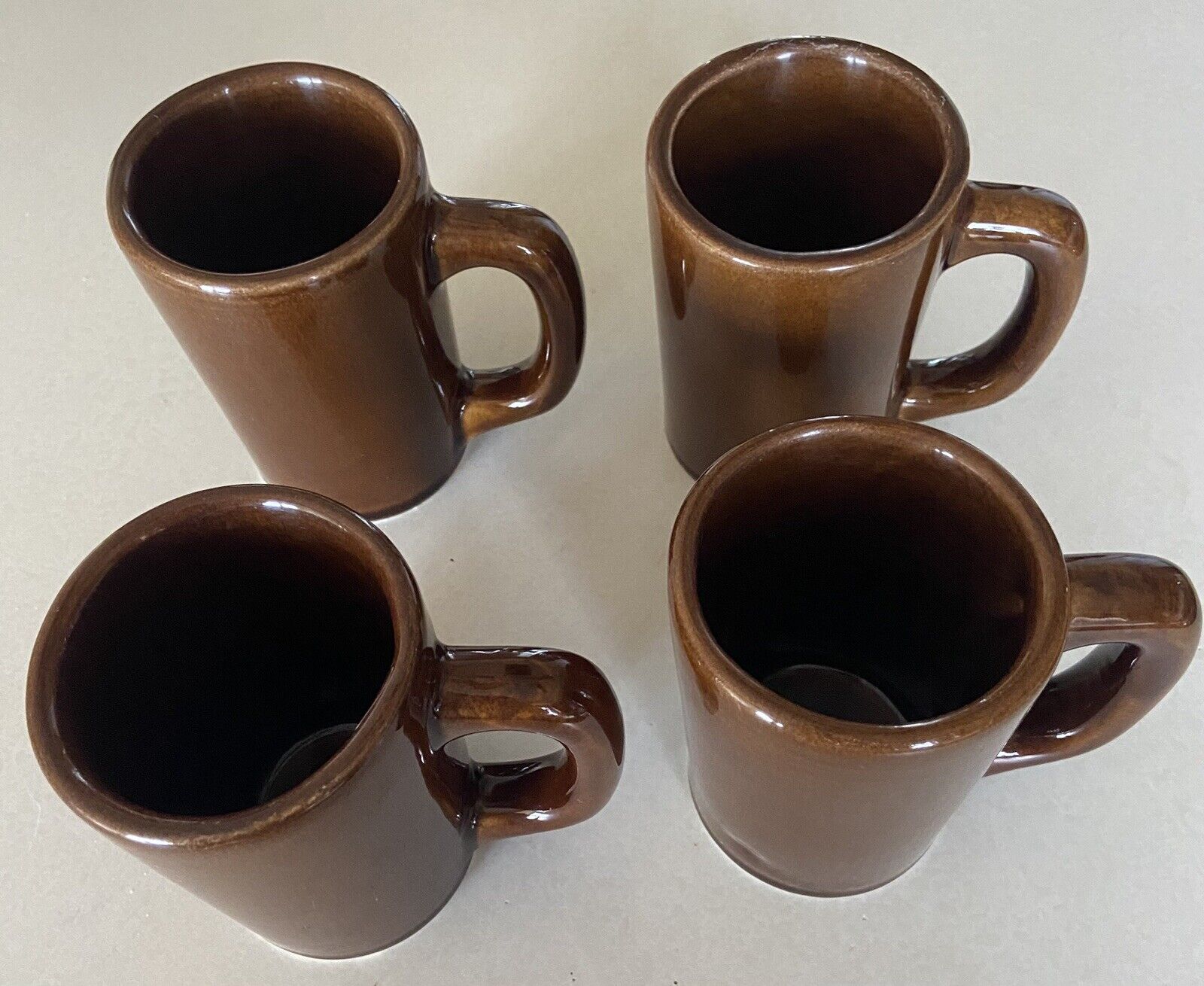 4-DCC Vintage Made In The USA Brown Coffee Mugs,almost 4 1/2 Inches Tall