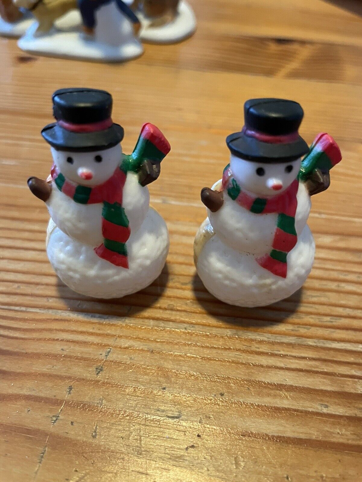 Vintage Plastic Miniature Snowmen - Lot Of 2