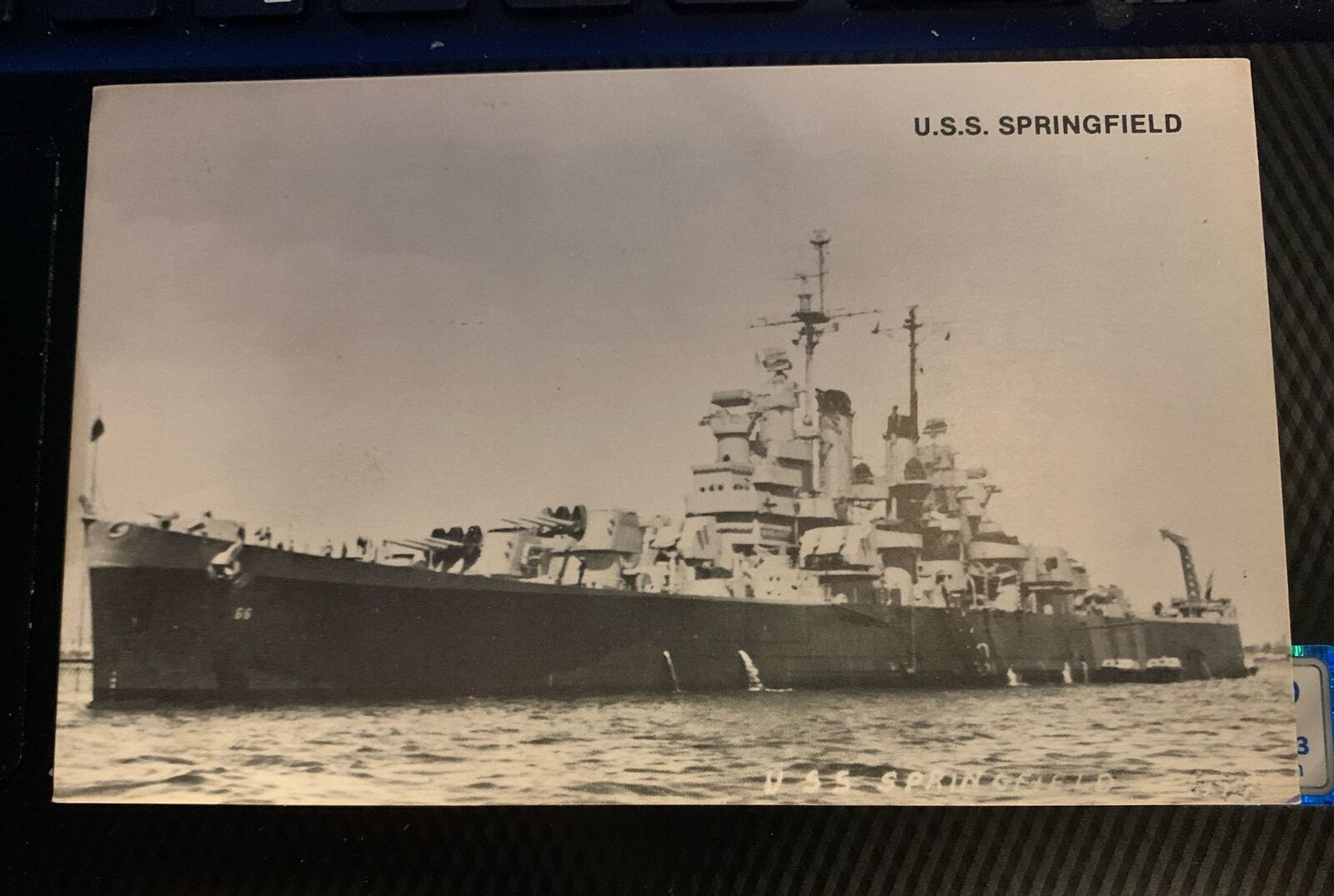 Postcard U.S.S. Springfield United States Navy Unposted Chrome Black and White