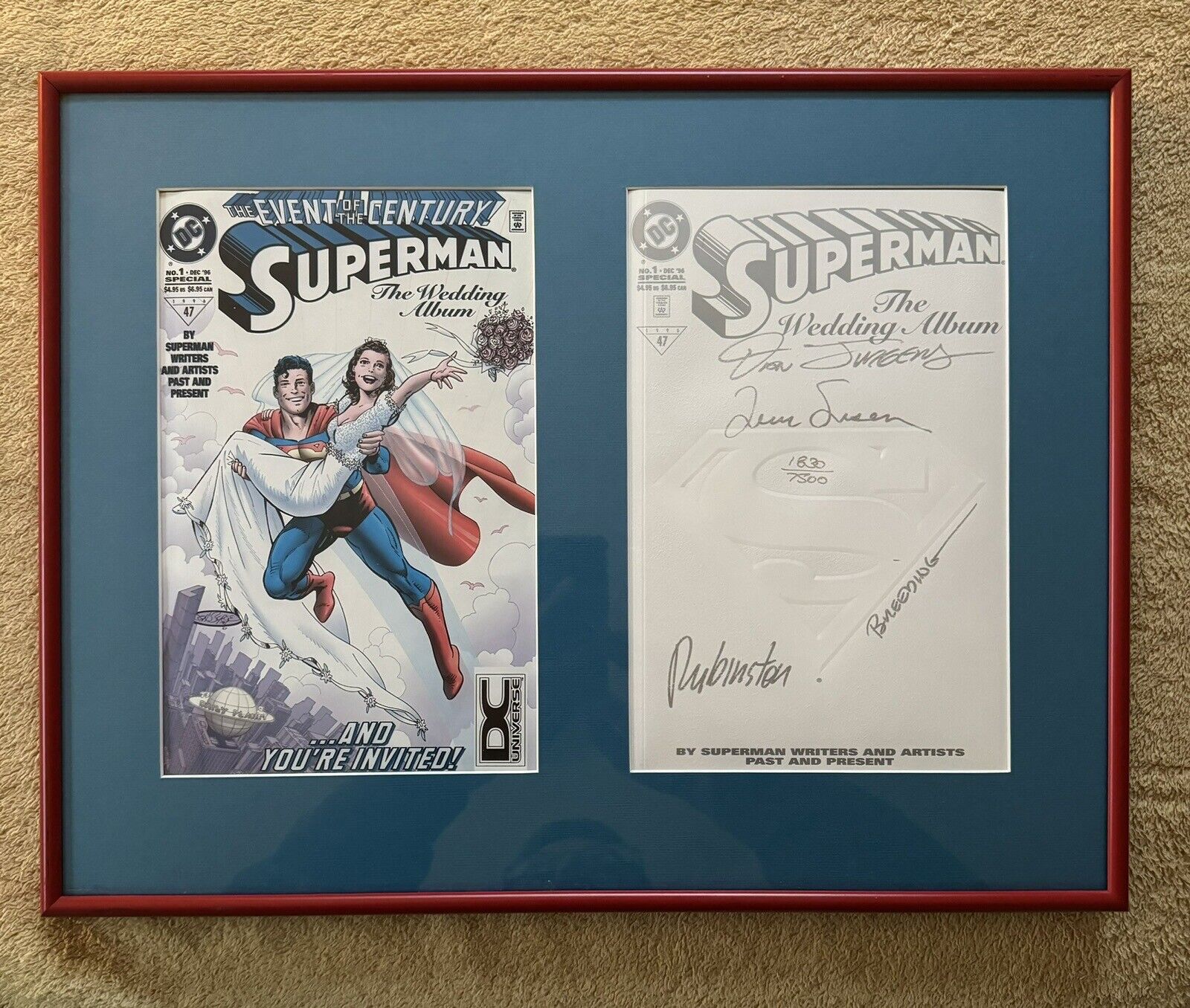 Superman#47-The Wedding Cvr A&B Signed& Custom Framed Never Opened Or Read
