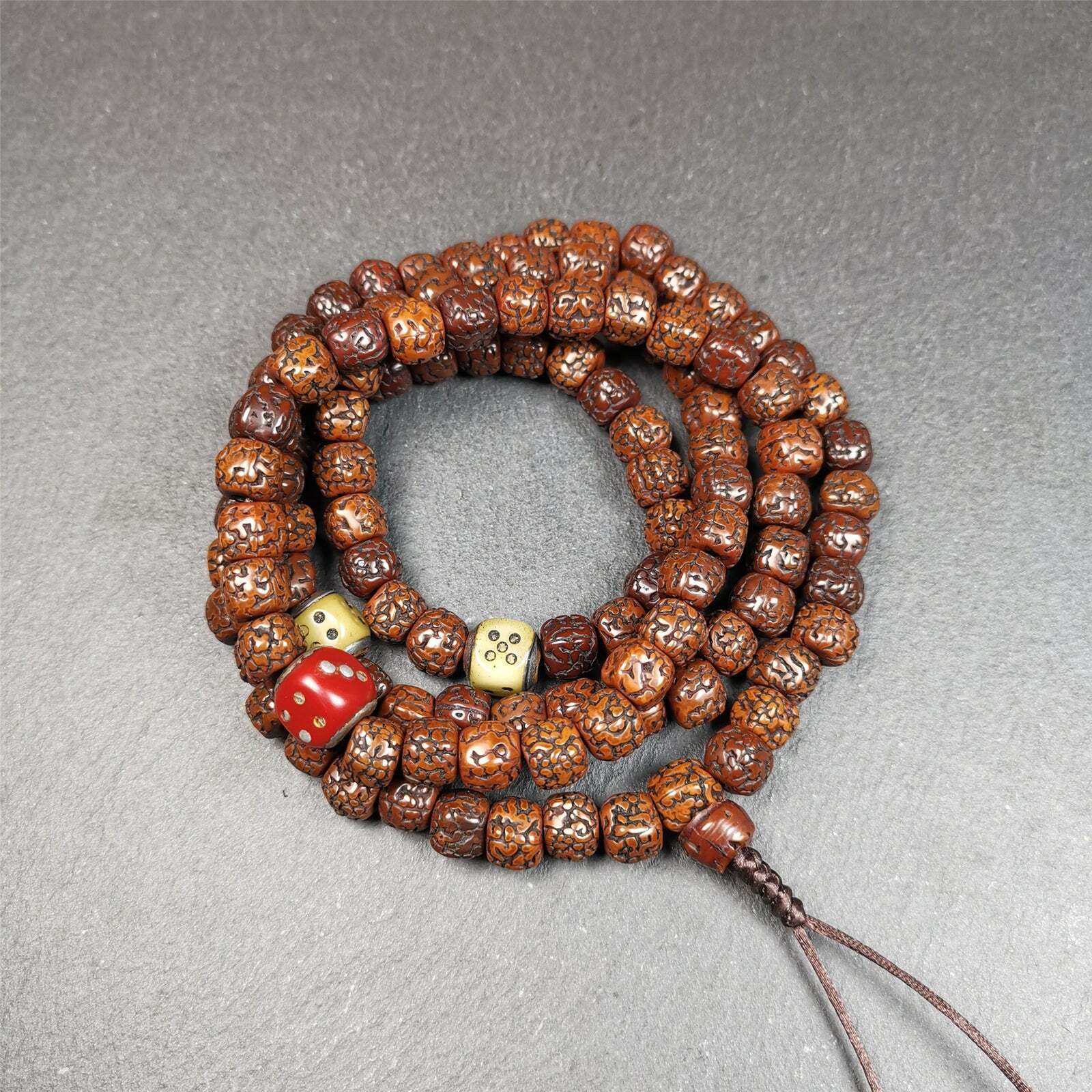 Gandhanra Old 108 Rudraksha Seed Bead Mala,Tibetan Prayer Beads,35\