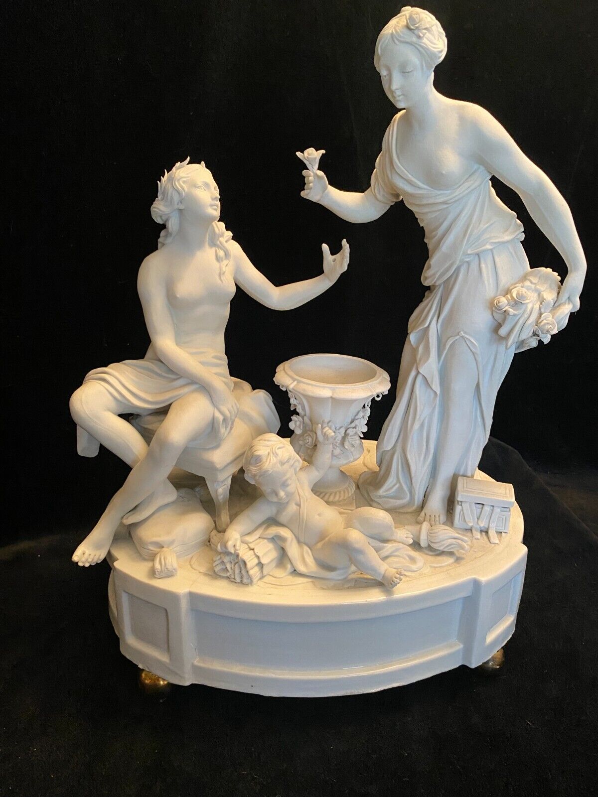 SEVRES Antique Original Signed Porcelain Bisque Figurine Group Statue Sculpture