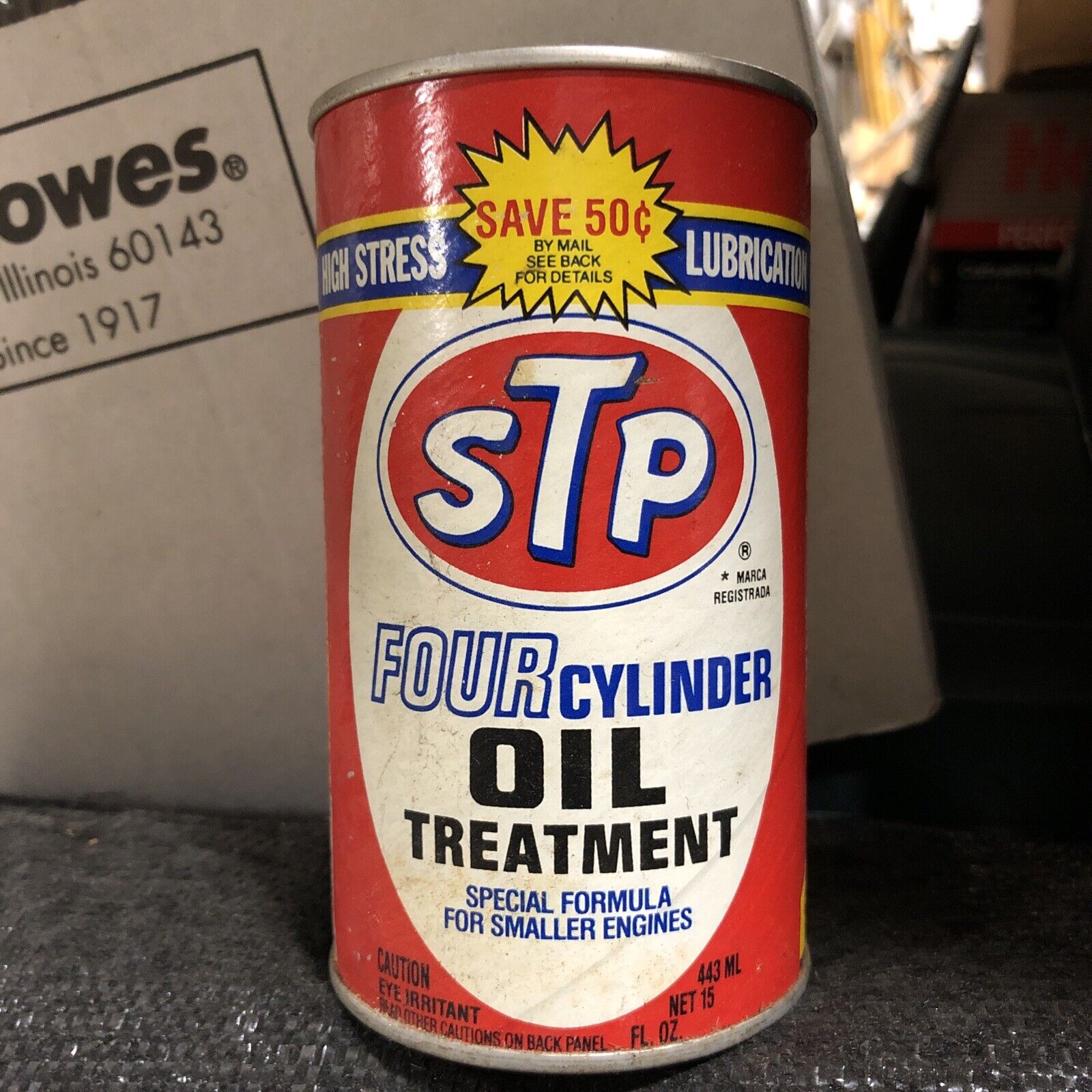 1 Can STP Four Cylinder Oil Treatment 15 oz Unopened Can NOS Vintage Collectible