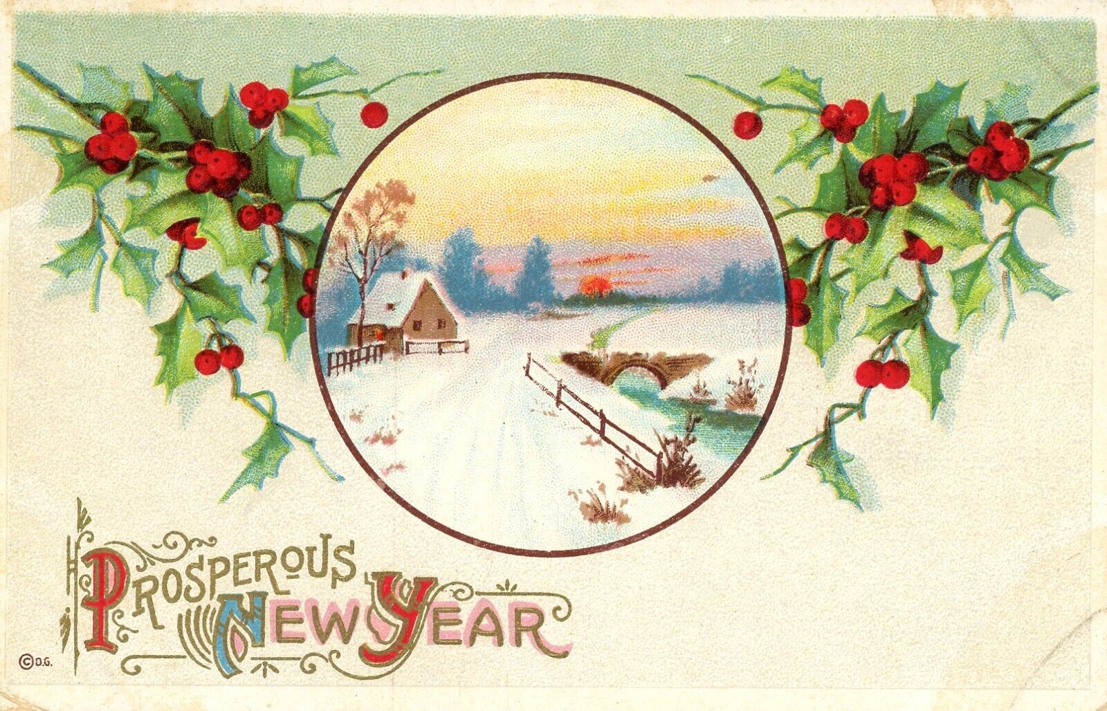 Antique New Year Greeting Postcard