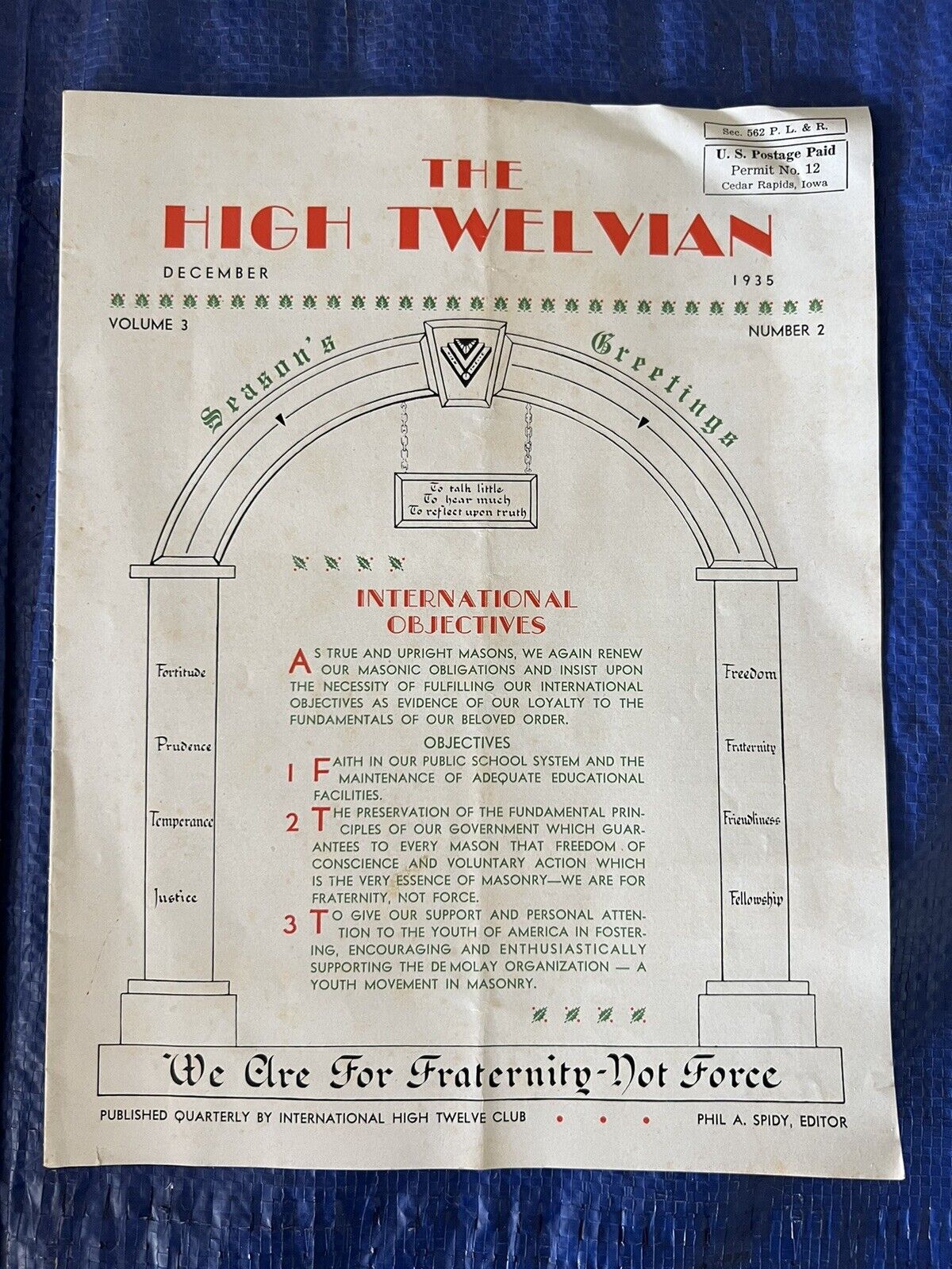 Vintage 1935 The High Twelvian - Masonic Masons Magazine