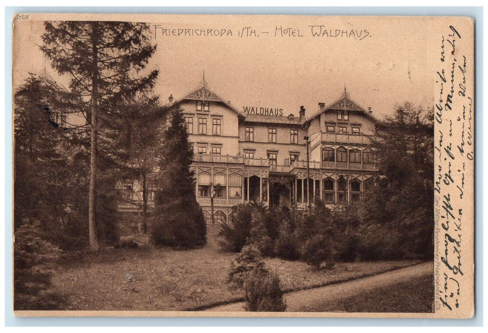 c1905 Hotel Waldhaus Friedrichroda Gotha Thuringia Germany Antique Postcard