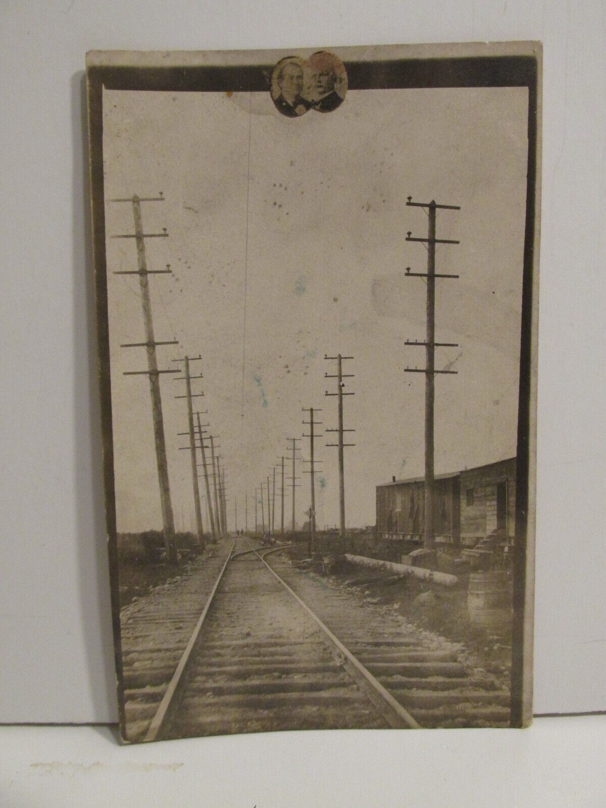 VINTAGE 1920S DEPRESSION ERA RAILROAD MAN B&W STUDIO PHOTO POSTCARD POST CARD