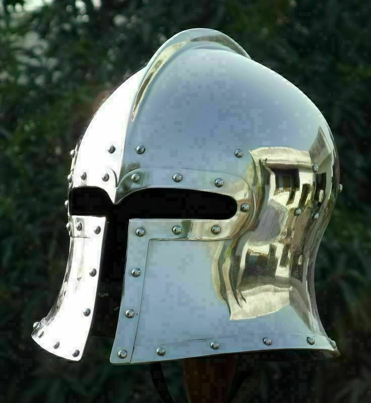 DGH® Medieval knight 18 Gauge Steel Open Face Barbuta Helmet