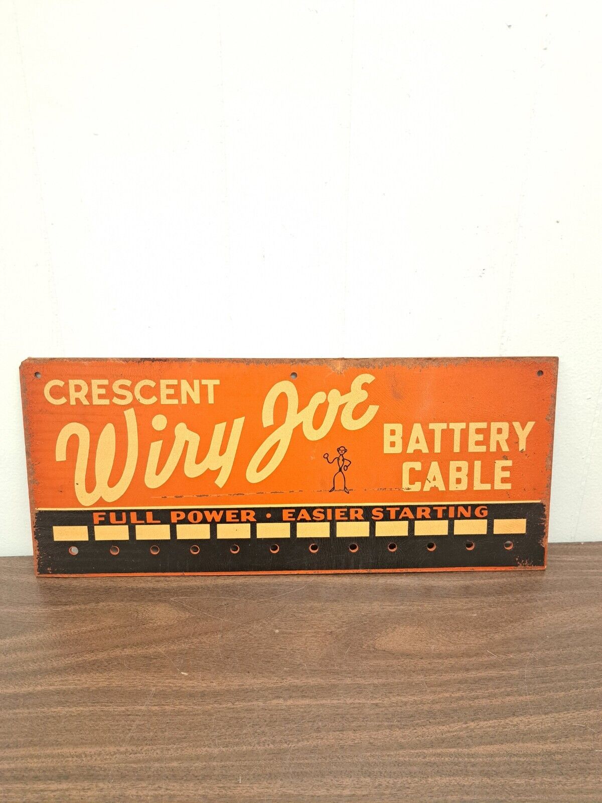 Crescent Wiry Joe Battery Cable Rack - 1940-1950s vintage sign Advertising Rare