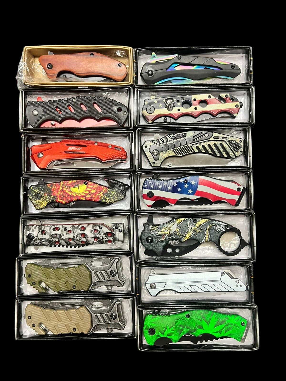 Wholesale Set of 14 Brand New Spring Assisted pocket Camping Outdoor knives