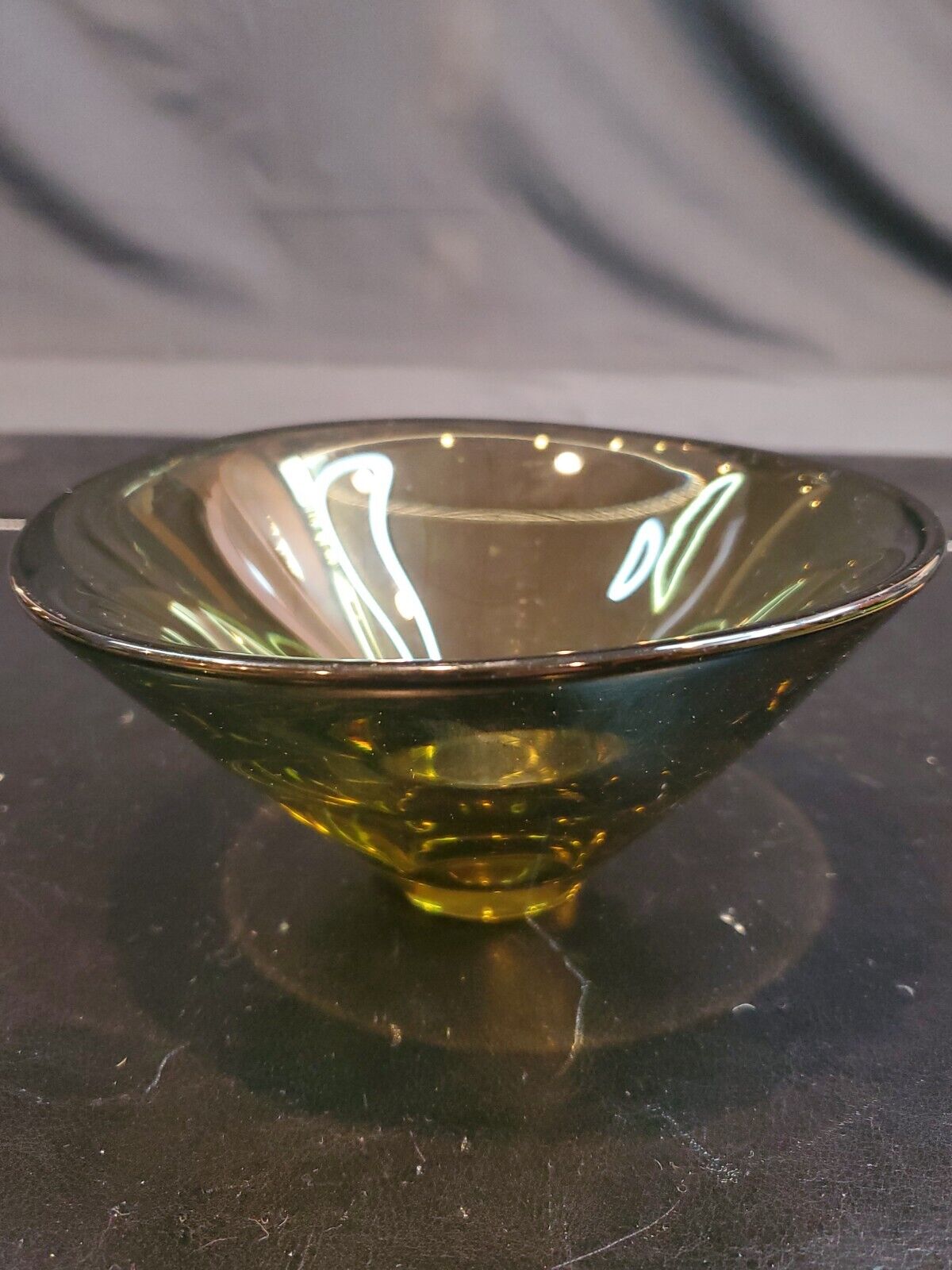 Vintage Holmegaard Glass Per Lutken Olive Green Bowl - Signed 1959 