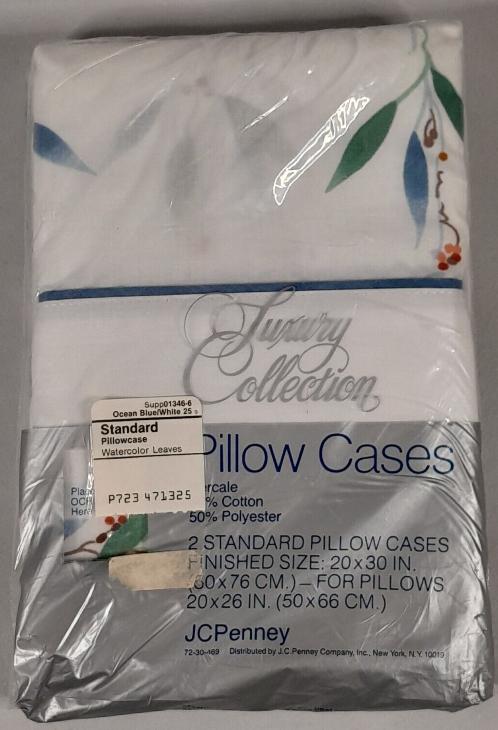 Vintage JC Penney Luxury Collection Pillow Cases 2 Standard Finished Size 20X30