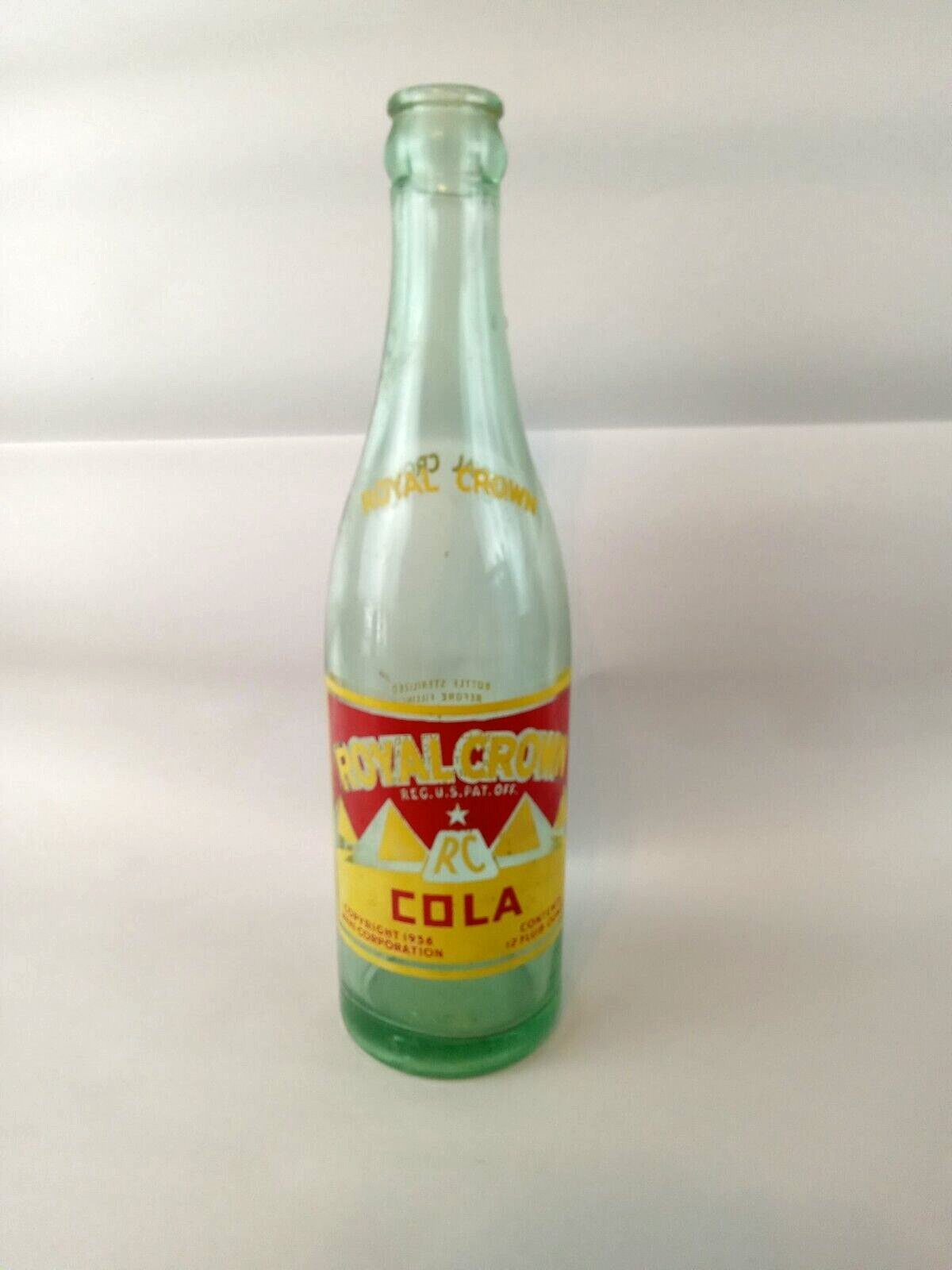Vintage RC Royal Crown Cola Pyramid Glass Soda Bottle 12 oz. Duraglas 1936 Nehi
