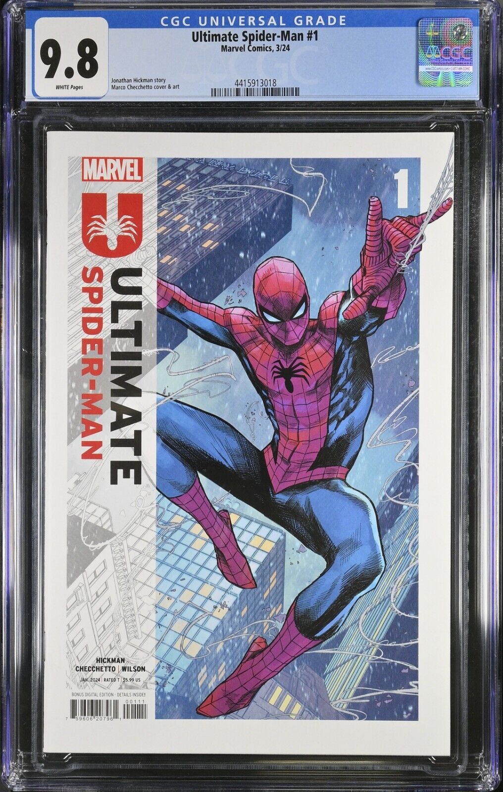 Ultimate Spider-Man #1 (2024) CGC 9.8 NM/MT 1st Print Marvel Marco Checchetto