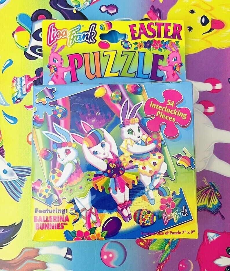 Vintage 90’s Lisa Frank ‘Ballerina Bunnies’ Easter Boxed 54 Piece Puzzle *Sealed