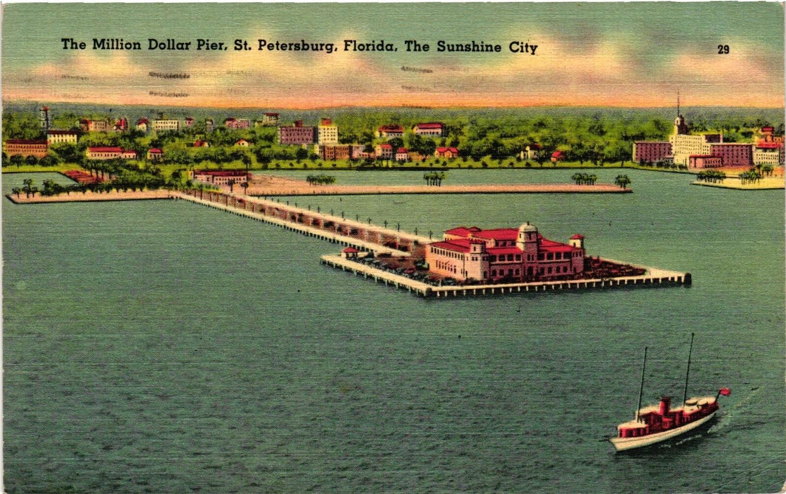 VTG Postcard- 62597. The Million Dollar Pier, St. Petersburg, Fl. Posted 1941