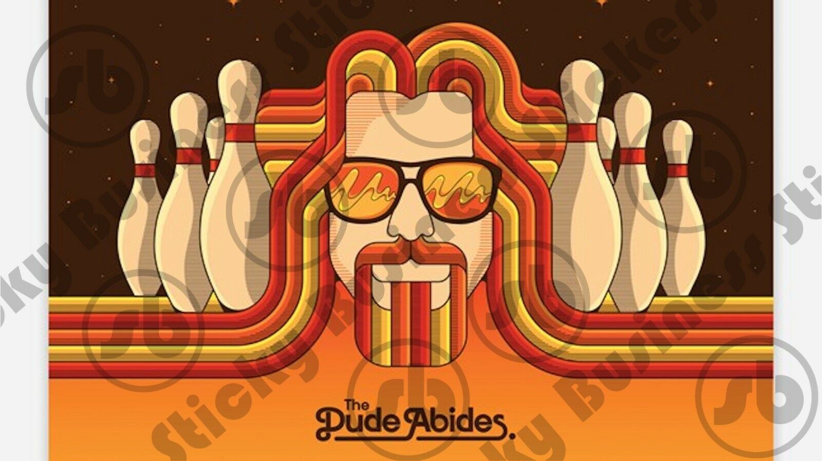 The Big Lebowski Sticker The Dude Abides with Bowling Pins 4 inch