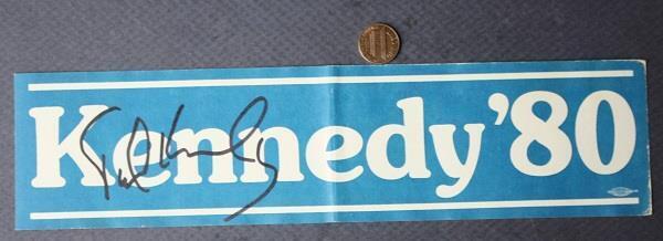 1980 Massachusetts Senator Ted Kennedy for President signed bumper sticker COOL-