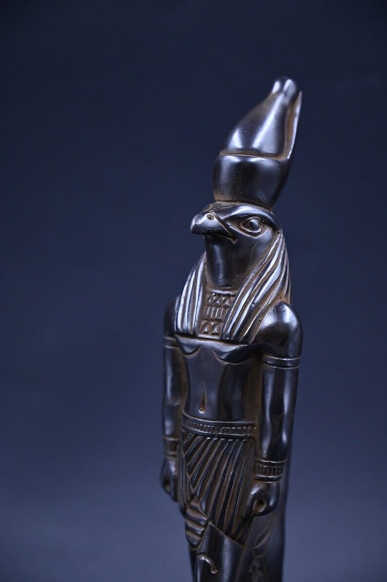 RARE ANCIENT Egyptian God HORUS Falcon figurine Handmade Statue of Heavy Black