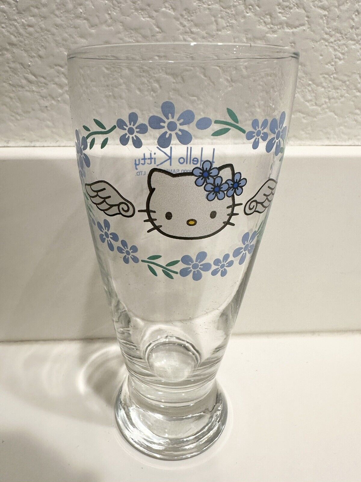 Vintage 2000 Sanrio Hello Kitty Blue Angel Drinking Glass w/ Original Box RARE
