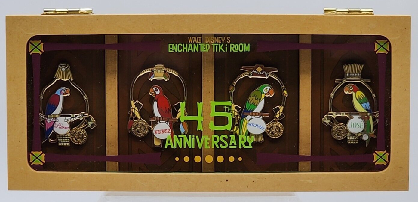 Disney Artist Choice 45TH  Anniver Signed Enchanted Tiki Room Parrot Pin Set LE