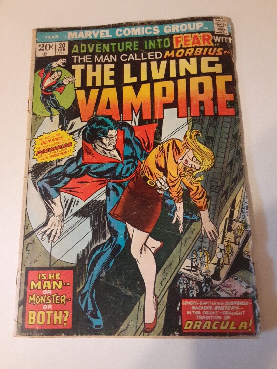 The Living Vampire 20 Feb Marvel Comic Book - Very Rare - Morbius - 02448 - MINT