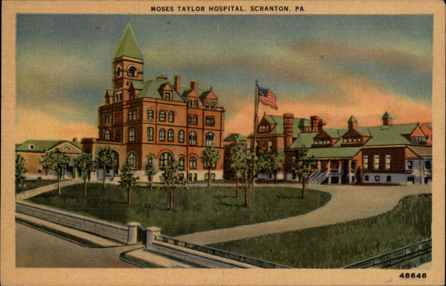 Moses Taylor Hospital Scranton Pennsylvania ~ postcard sku049