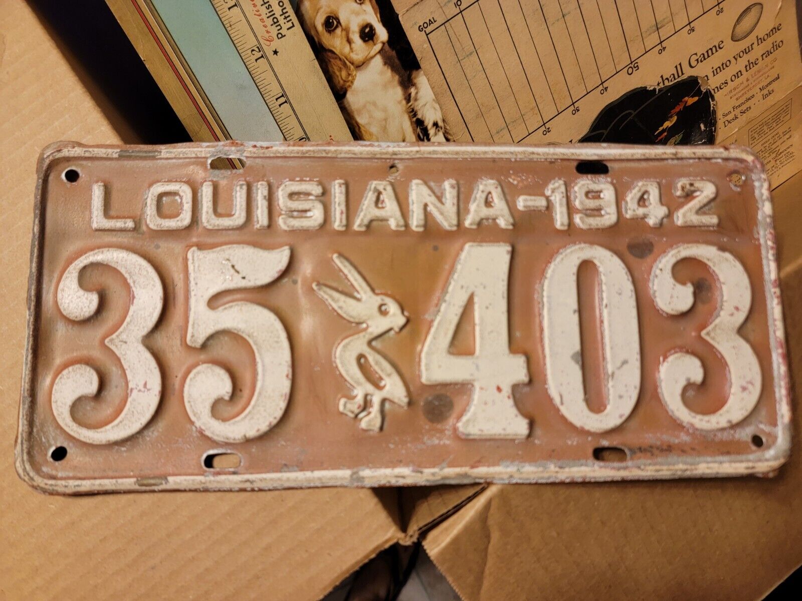 Vintage 1942 Louisiana License Plate LA Tag Pelican Sign Antique State 42 35 403
