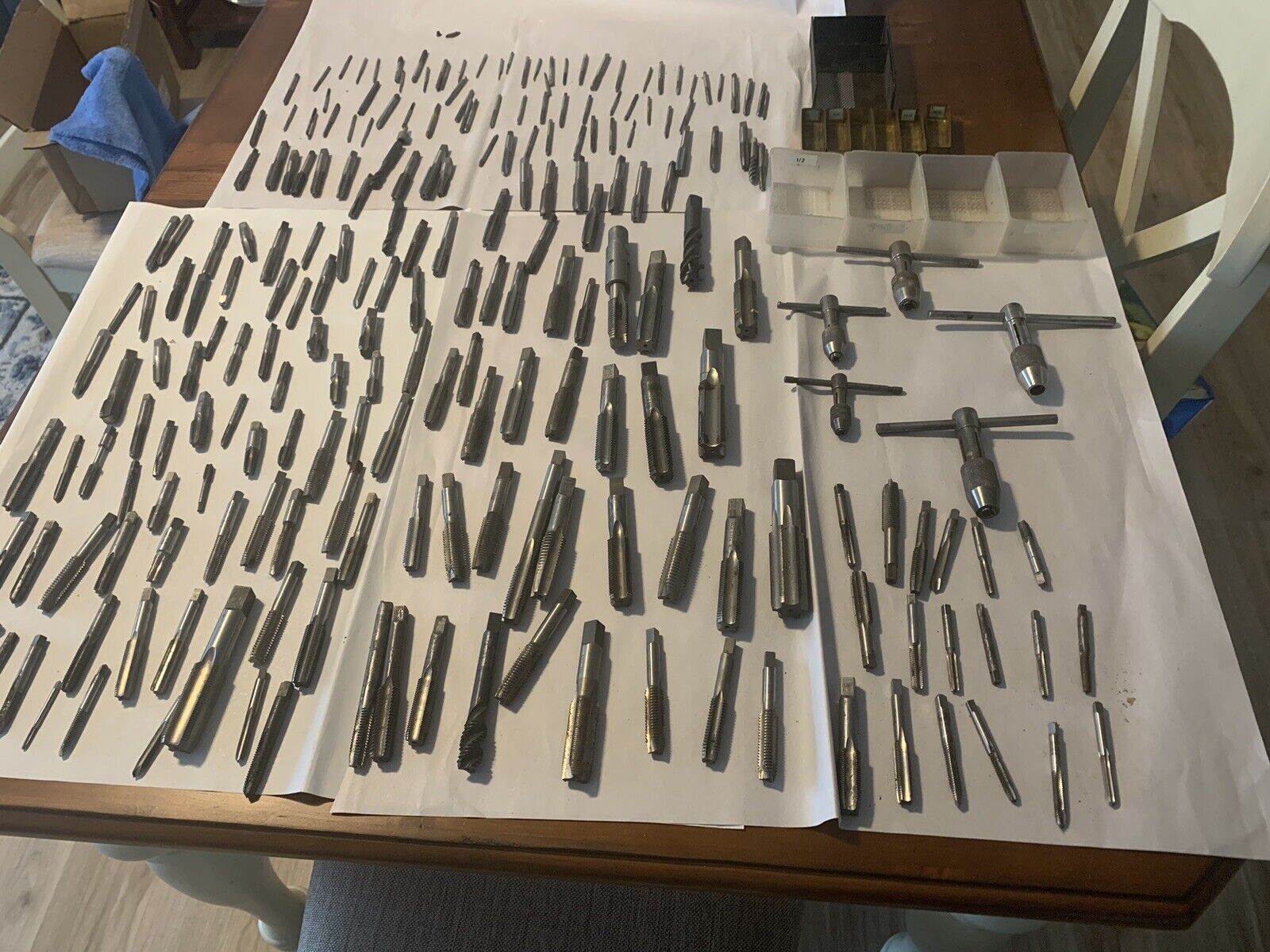 Large Lot of Misc Machinist Taps, wrenches, containers