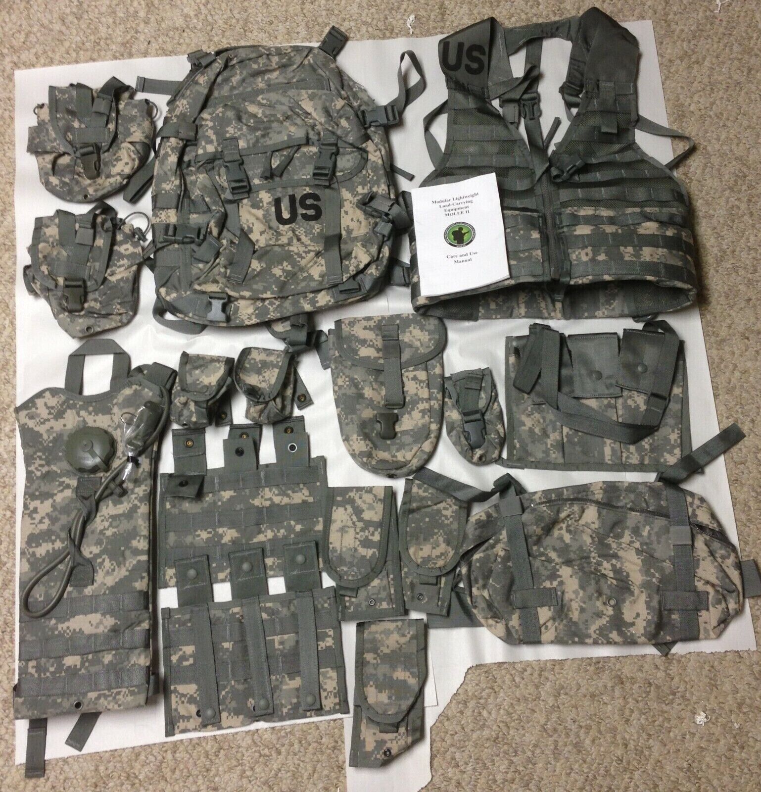 US Army Molle II Rifleman Set 16 Piece Kit ACU Digital Camo new in Packaging.