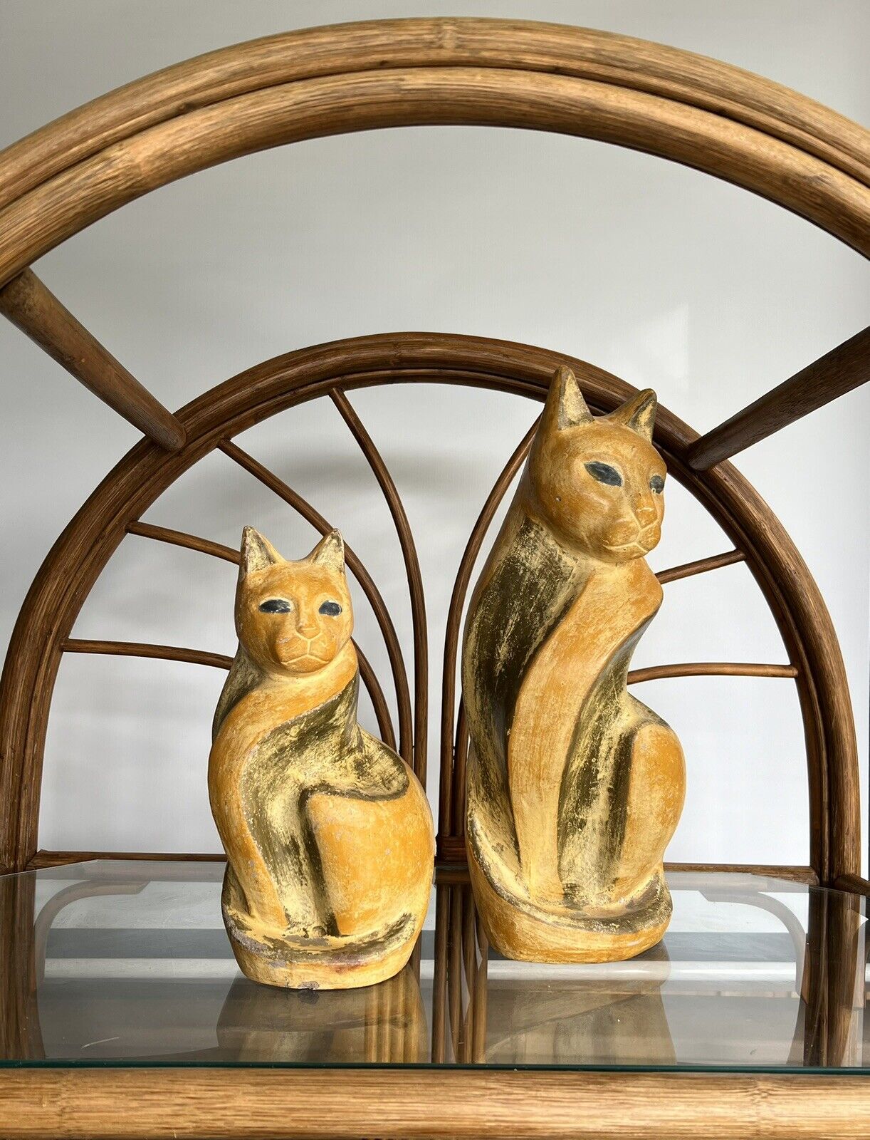Vintage MCM Clay Cats Set of Two (2). 