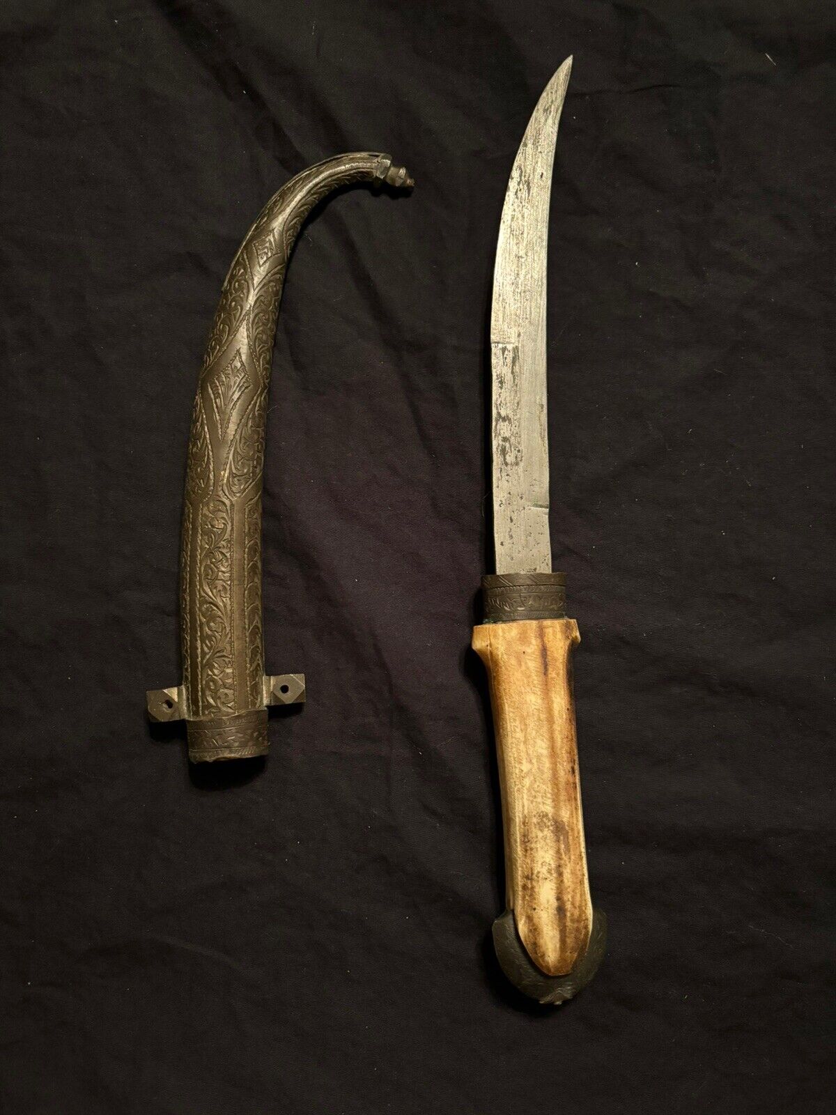 Early Turkish Khanjar Bone Handled Dagger