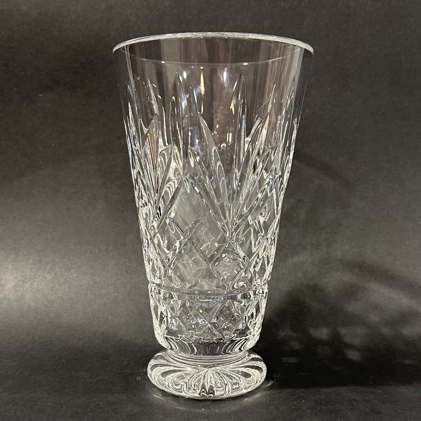 Waterford Crystal Hand Cut Leaded Clear Footed Vase 8”
