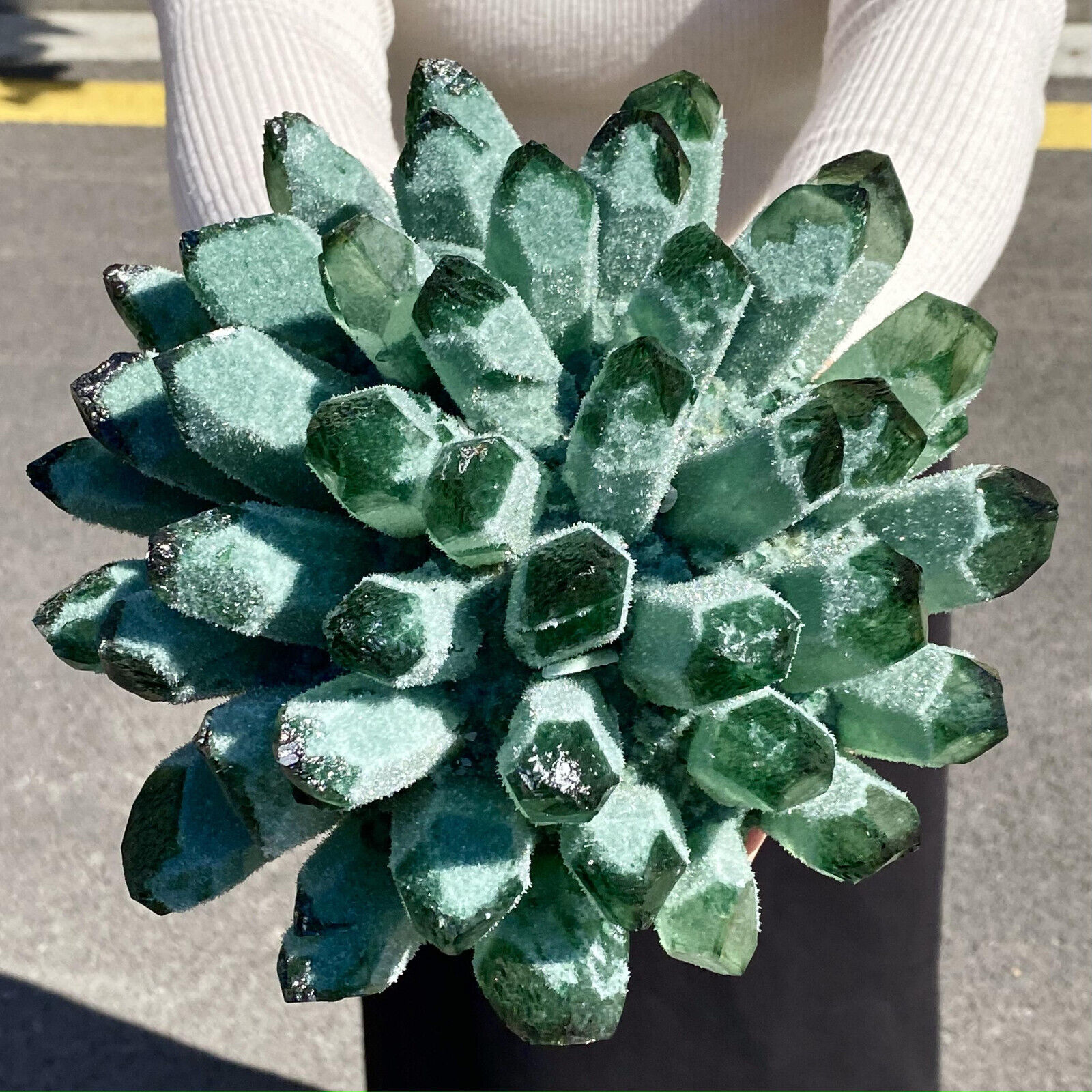 9.65LB Natural Green Quartz Crystal Cluster Specimen Crystal Flowers Home Decor