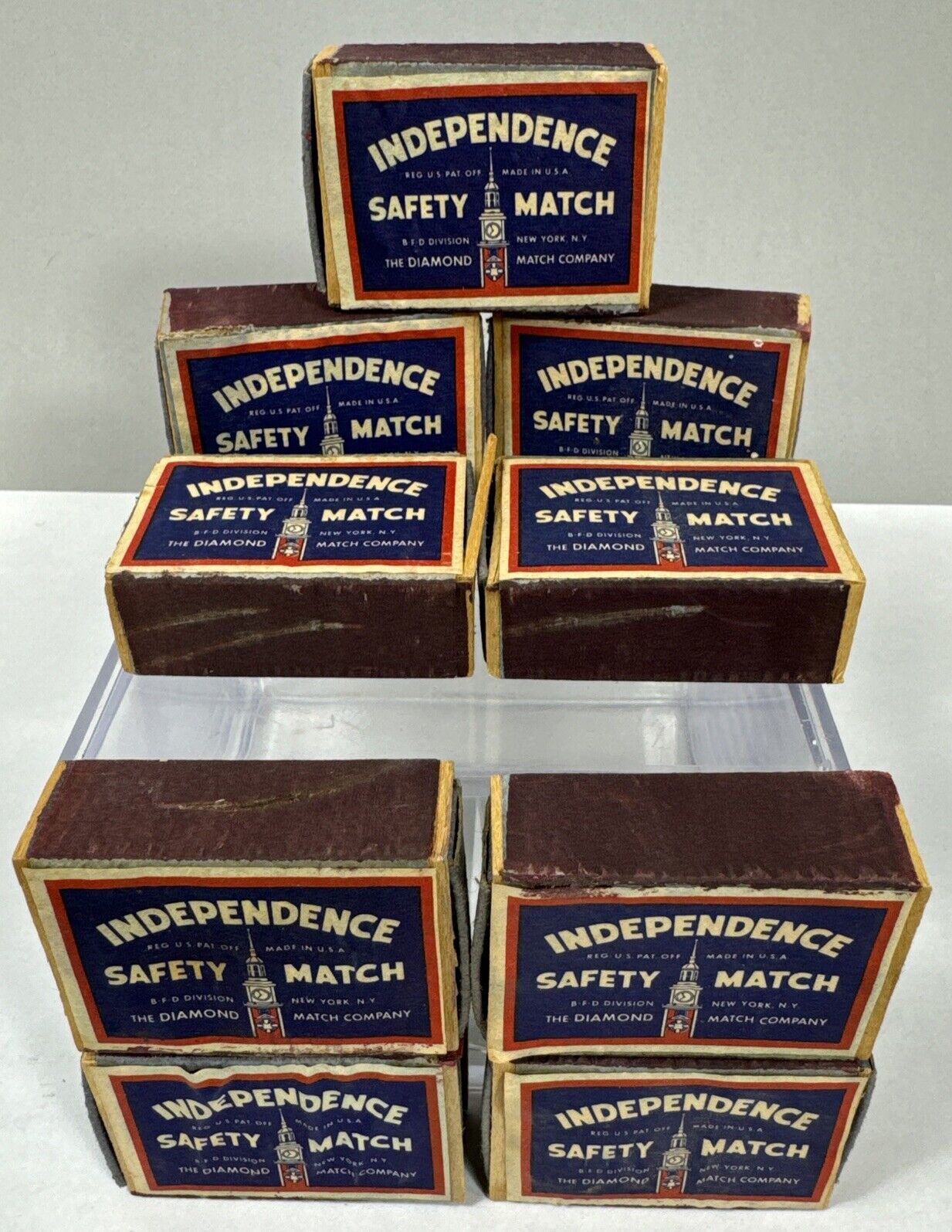 Vintage INDEPENDENCE SAFETY MATCH New Match Box WWII RATION Lot Of 9