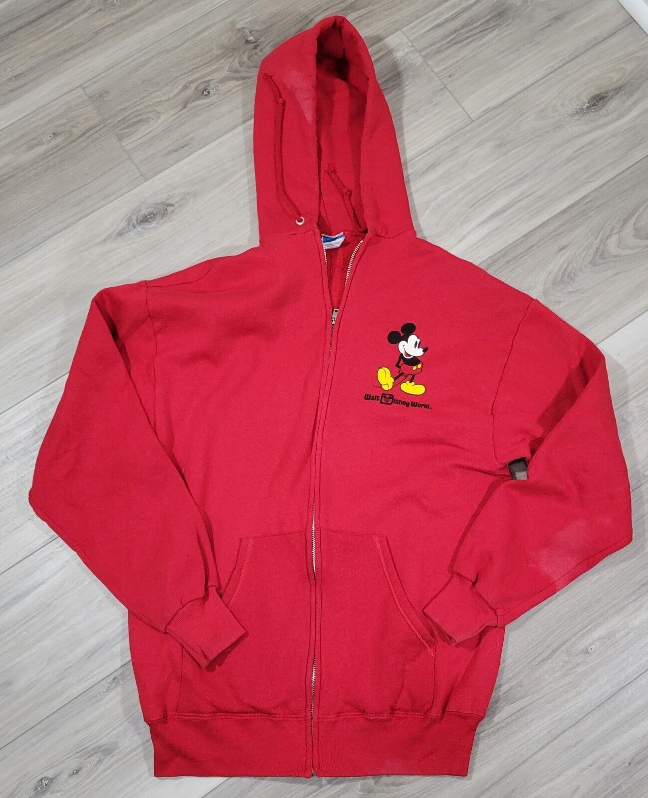 Vintage Disney Mickey Mouse Sweater Mens Large Red Adult Hooded Sweatshirt USA