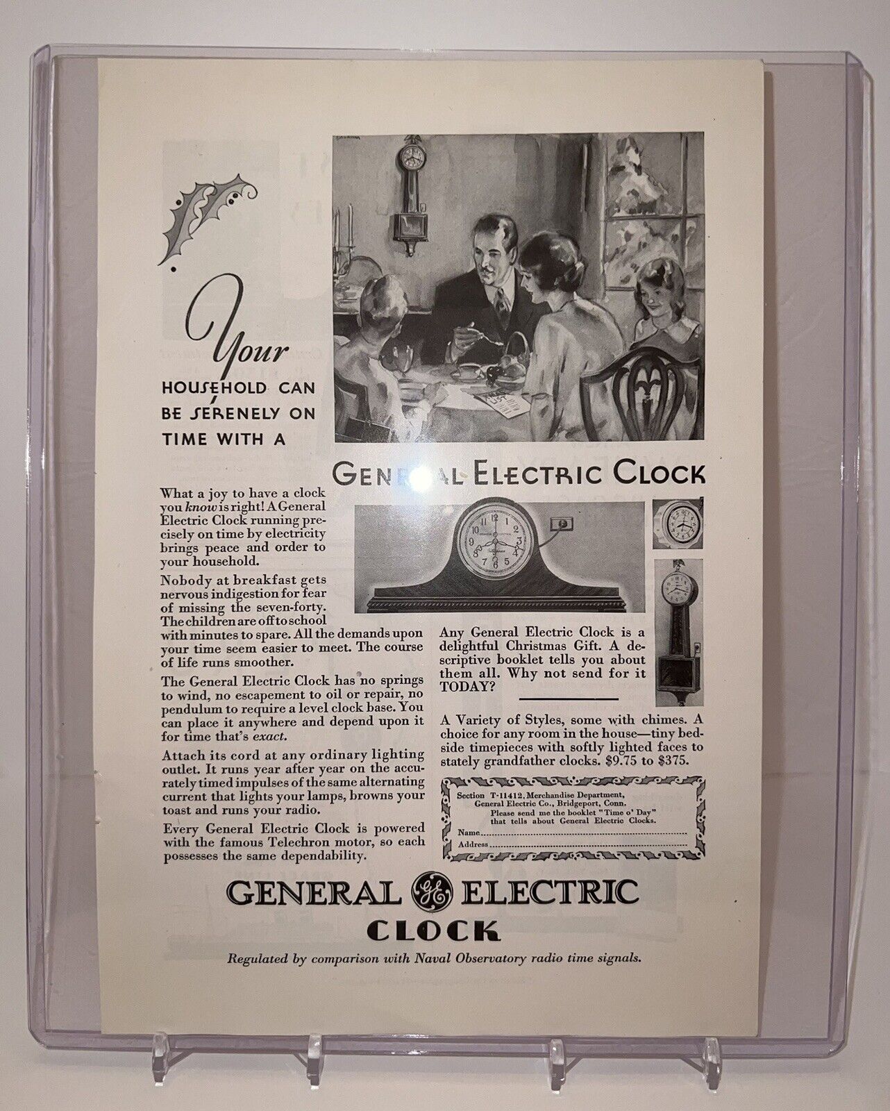 Vintage Original 1930 General Electric Clock A Delightful Christmas Gift Ad