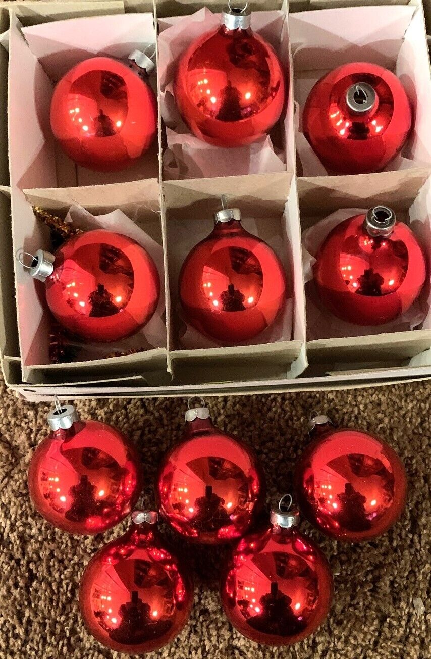 11 Vtg Rauch Red Glass Christmas Ornaments