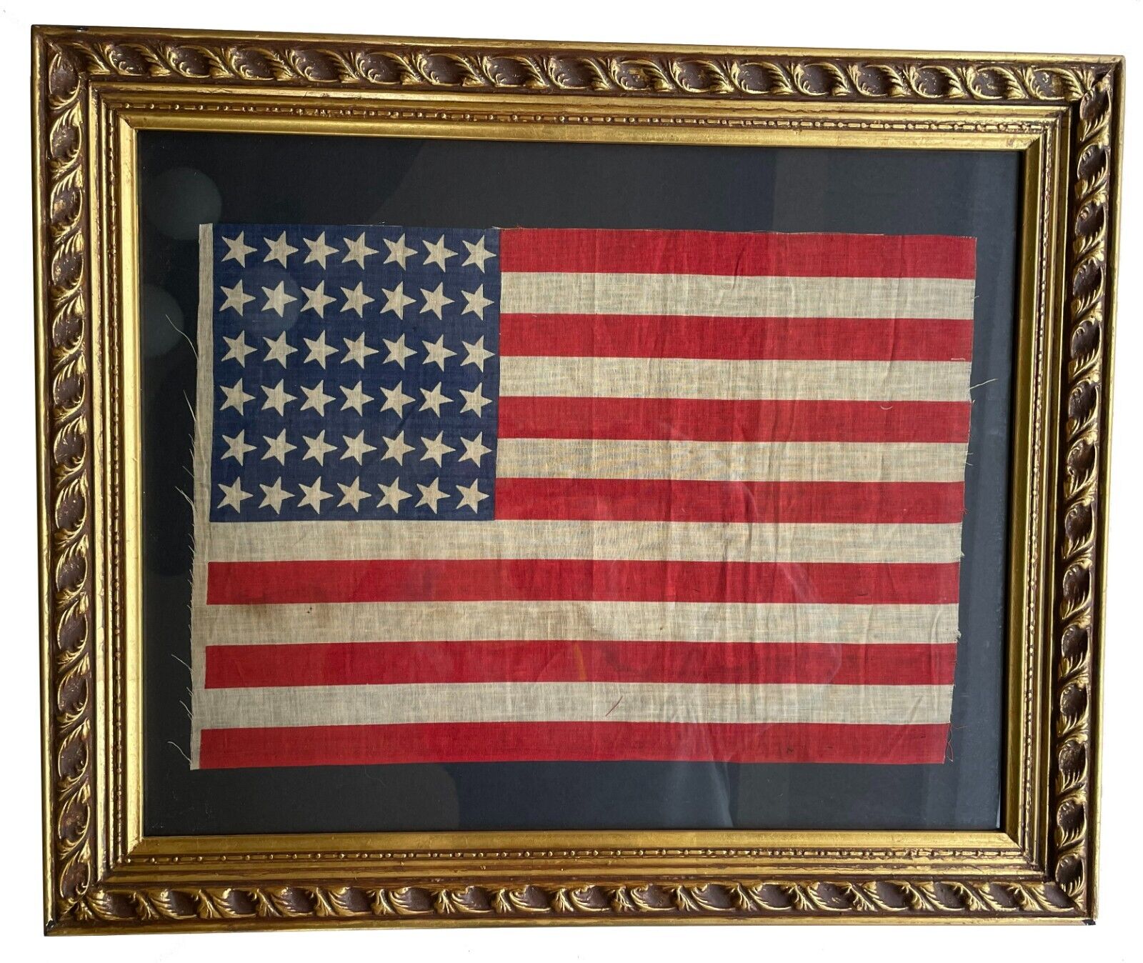 Circa 1889 ANTIQUE 42 Star American Parade Flag Folk Art Primitive AAFA