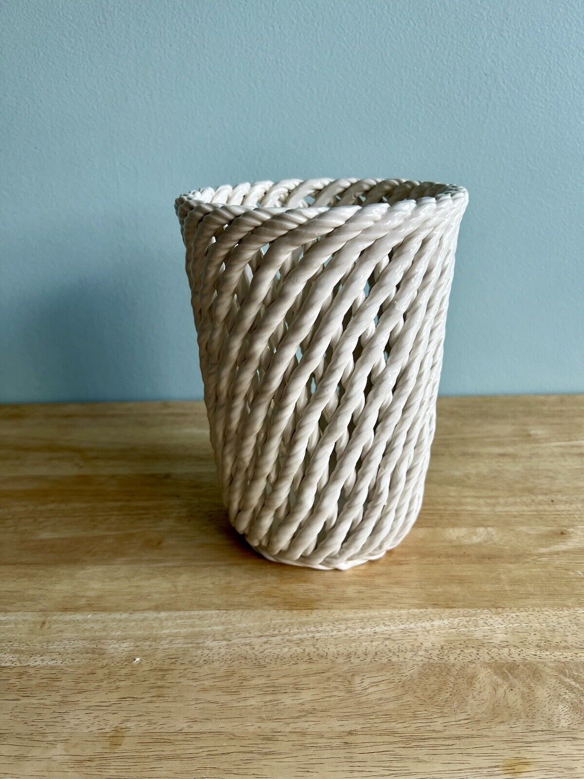 LAZARIN Ceramic Vase Off White Handmade in Italy. Markings On Bottom