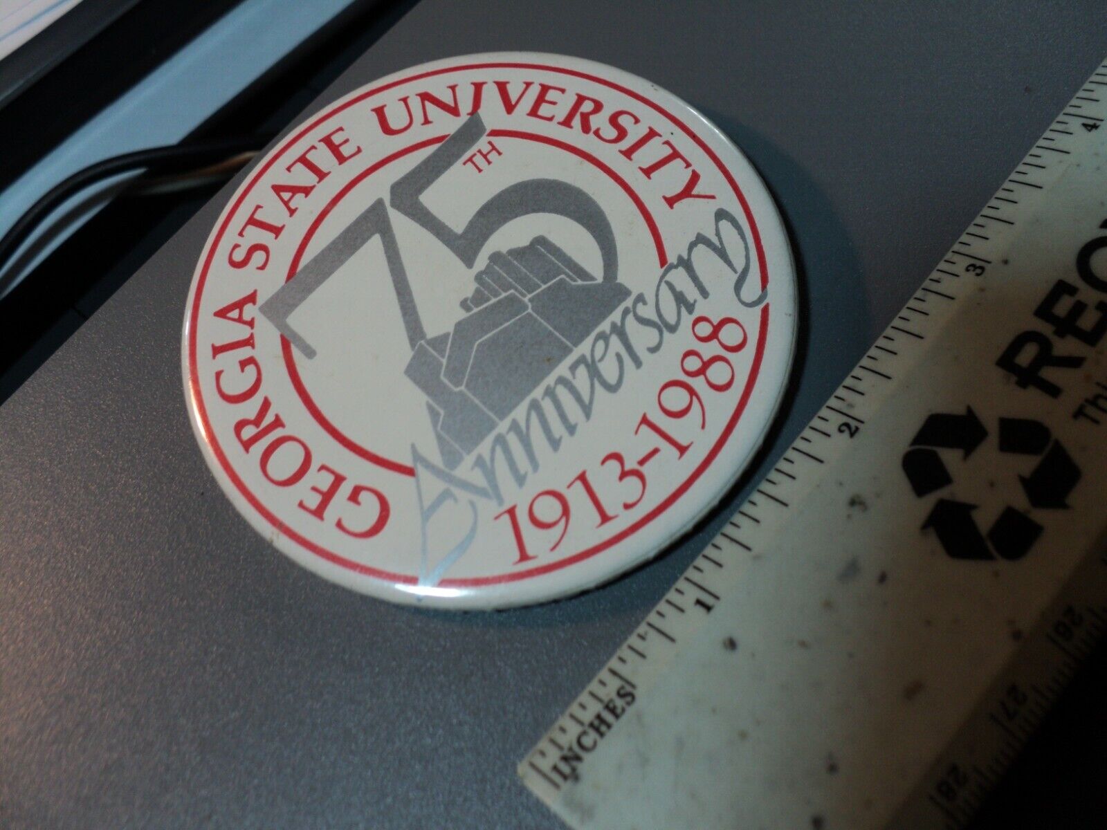 Vintage GEORGIA State University 75th Anniversary 1913-1988 Button Pinback 3\